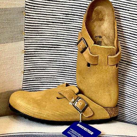 Birkenstock Boston Embossed Corduroy Clog Cork Brown Suede - Picture 2 of 9